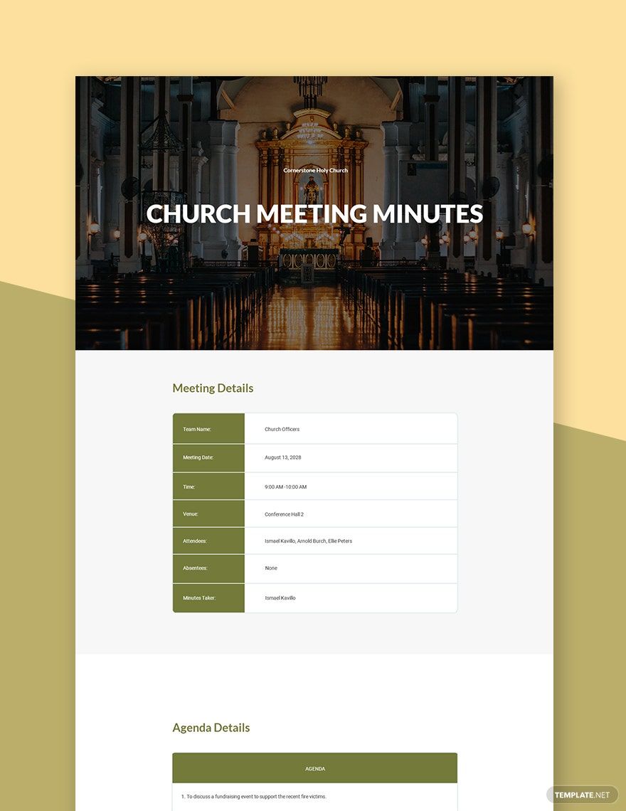 Formal Church Meeting Minutes Template in Word, Google Docs, Apple Pages