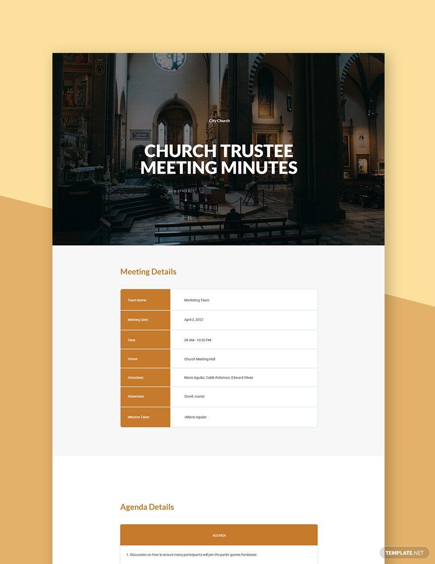 Church Trustee Meeting Minutes Template