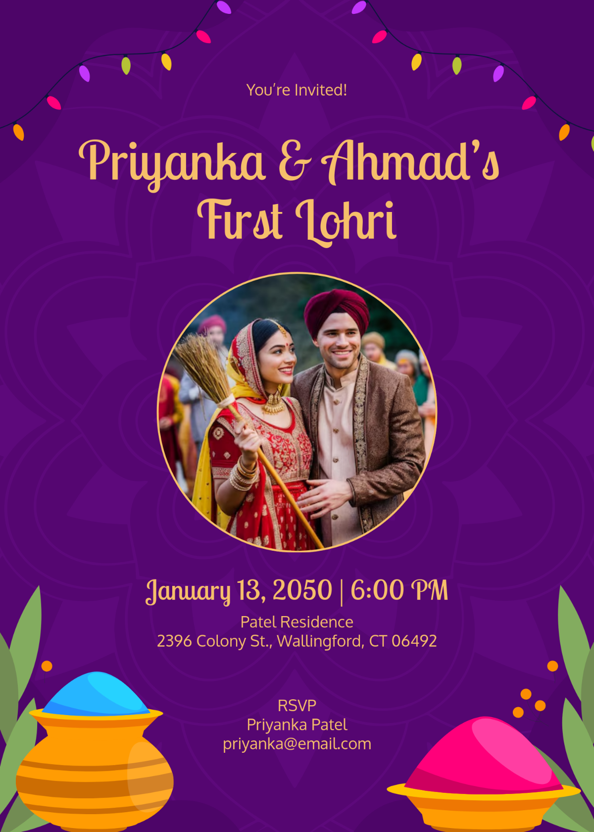 Lohri Invitation Template for Couples - Edit Online & Download