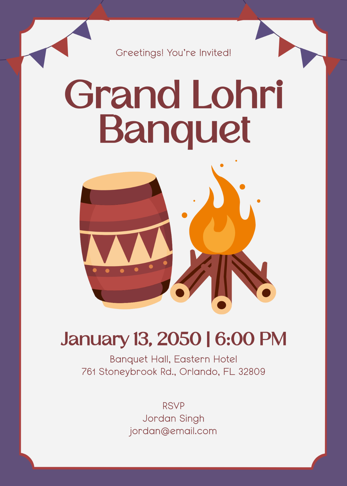 Professional Lohri Function Invitation Template - Edit Online & Download