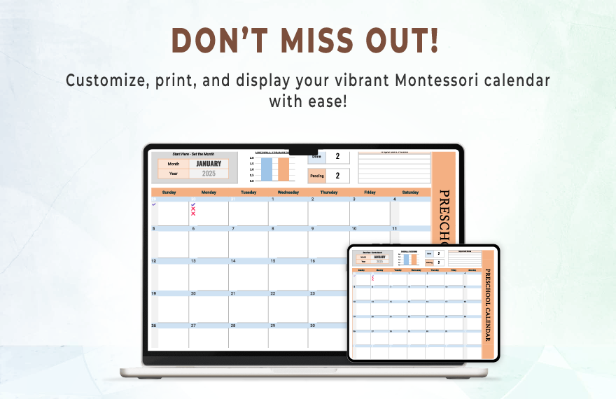 Preschool Calendar Template