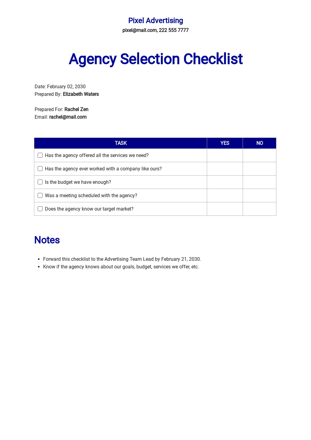 Advertising Agency Selection Checklist Template.jpe