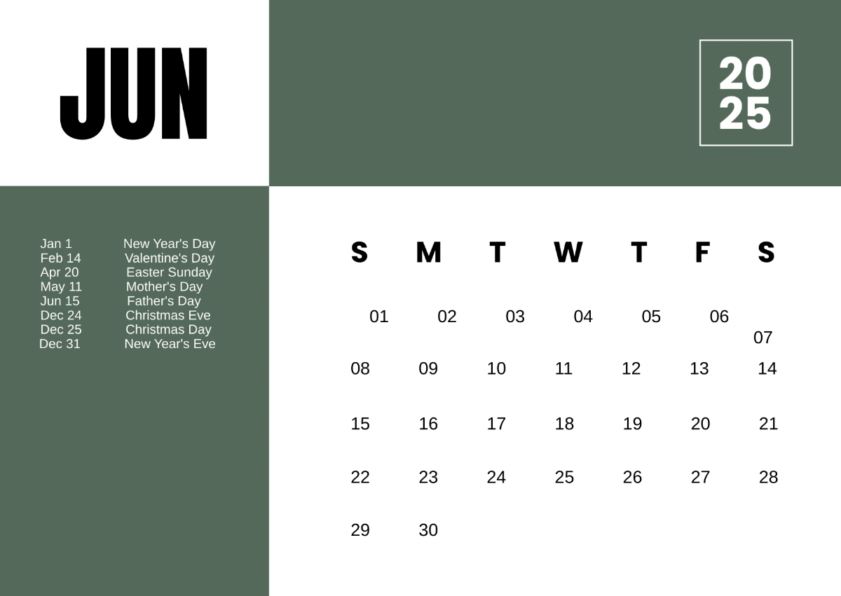 Free 2025 Calendar with Holidays Template to Edit Online