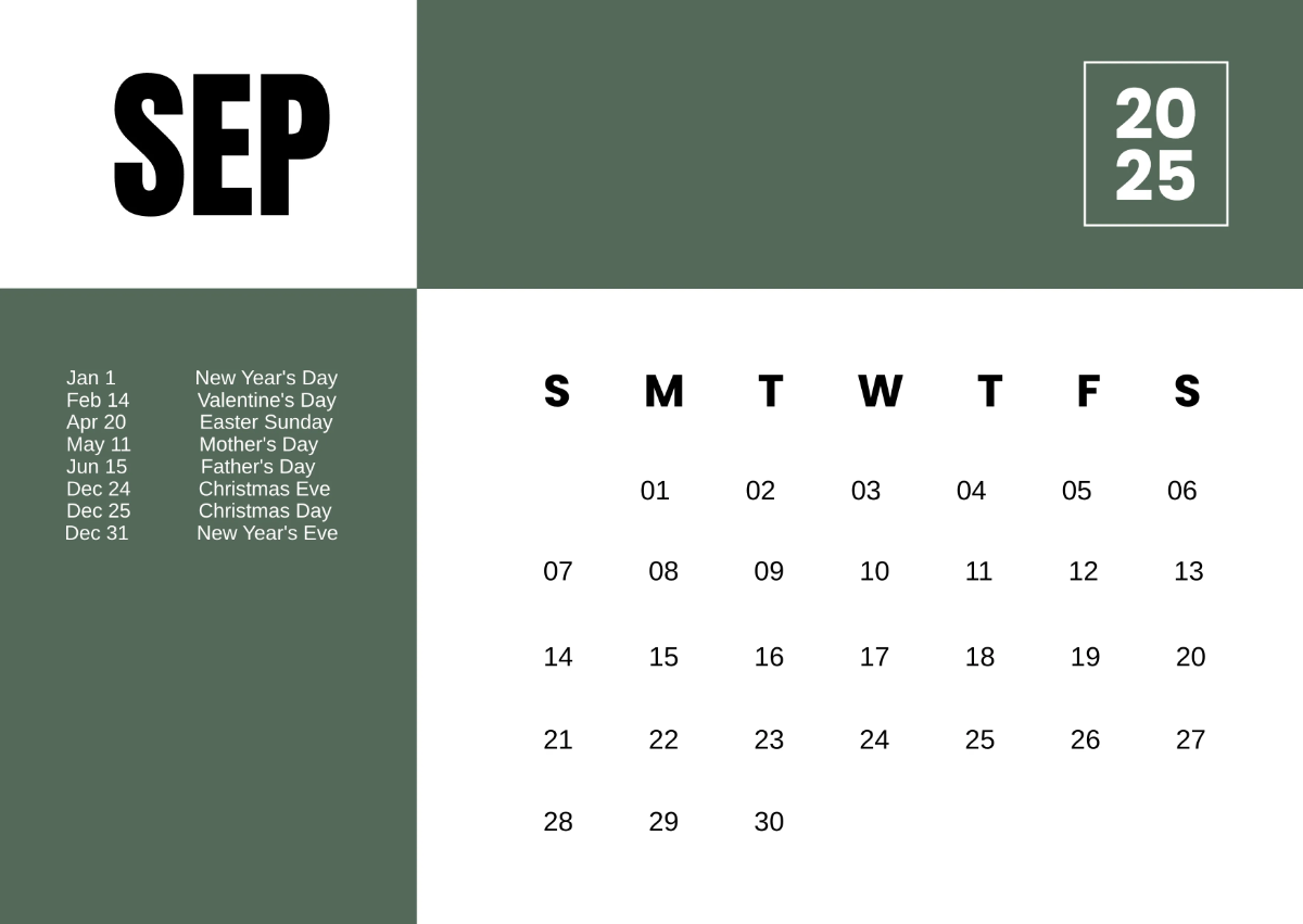 Free 2025 Calendar with Holidays Template to Edit Online