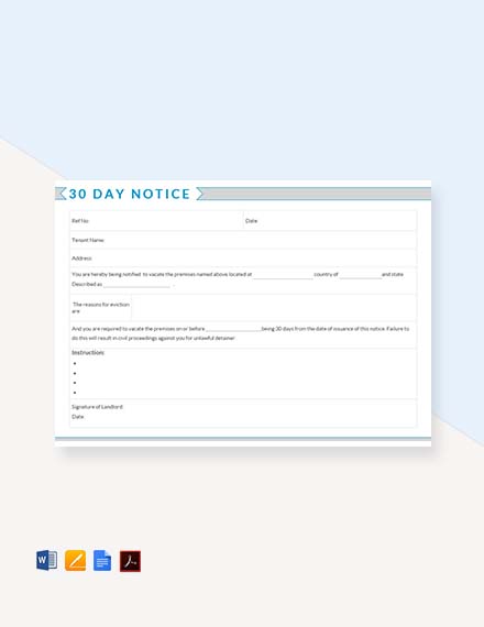 30 Day Notice Template Word Template