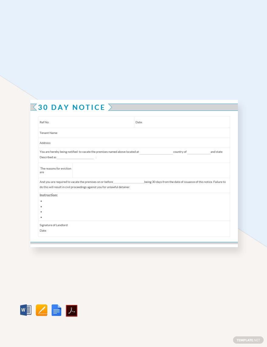 30 Day Notice Template