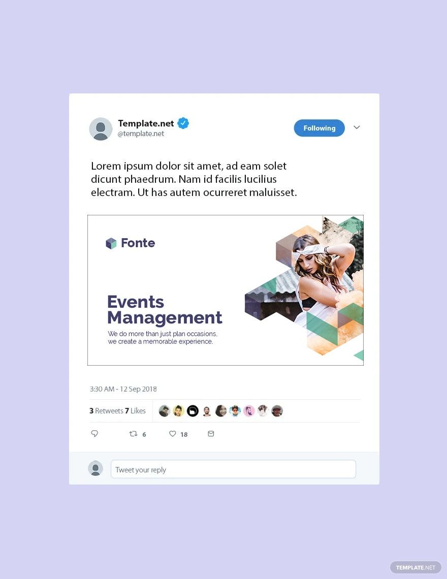 Event Management Twitter Post Template in PSD