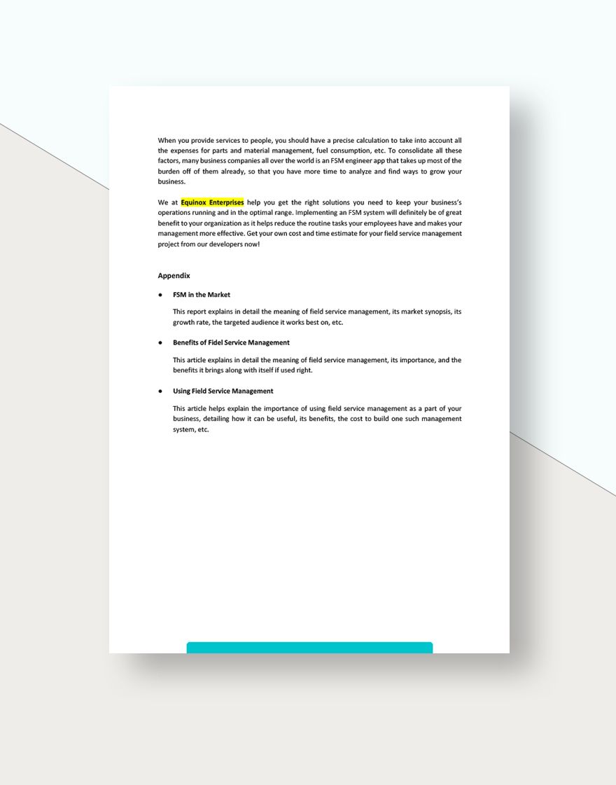 Field Service Management White Paper Template