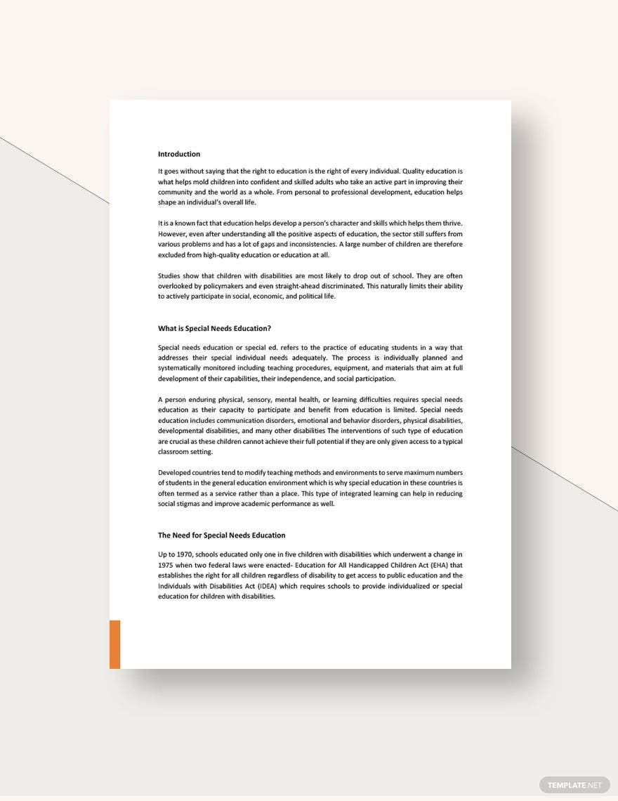 Special Needs Education White Paper Template