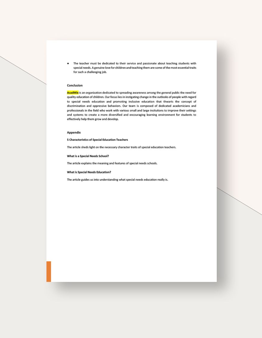 Special Needs Education White Paper Template
