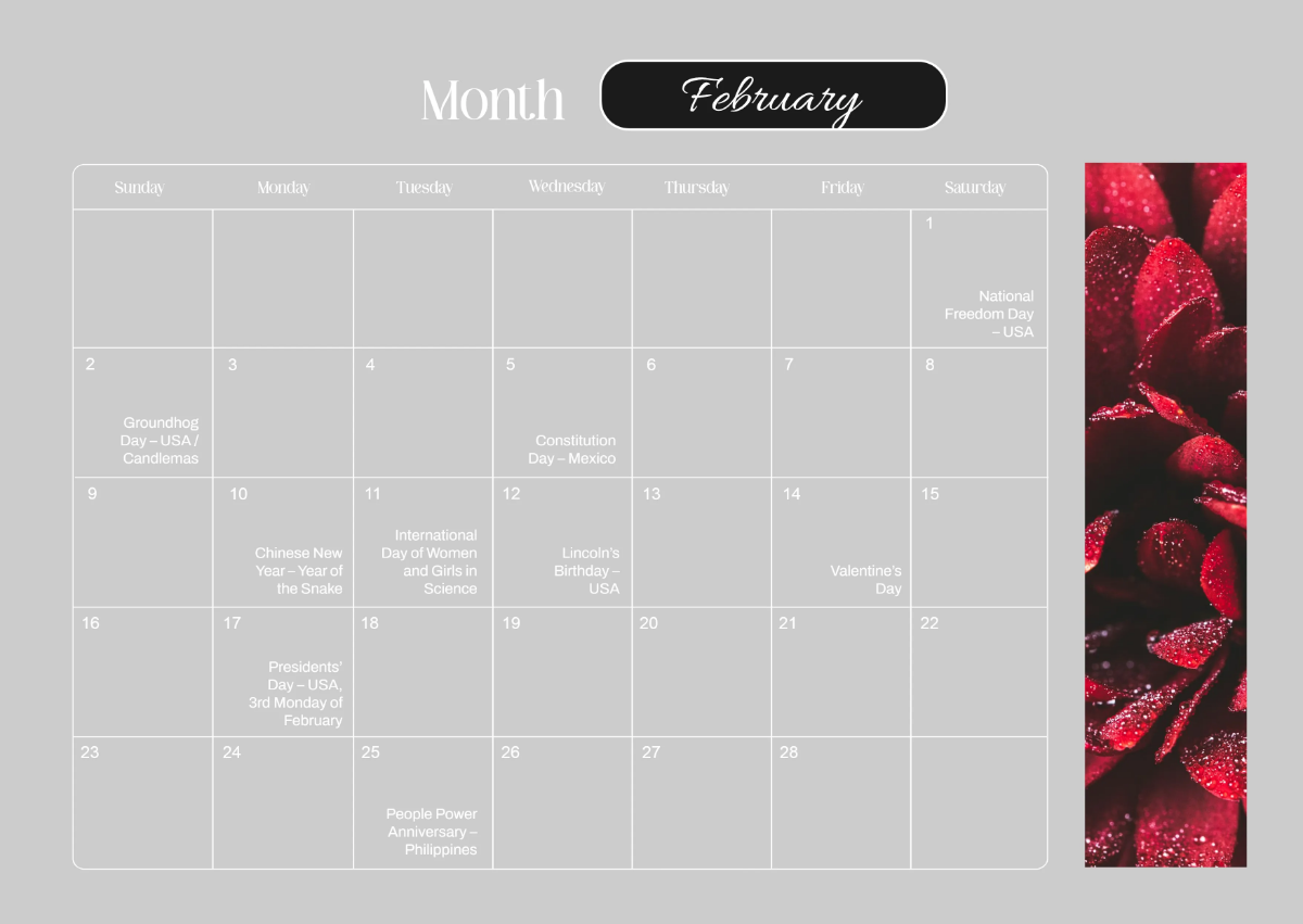 Free February 2025 Monthly Calendar Template to Edit Online