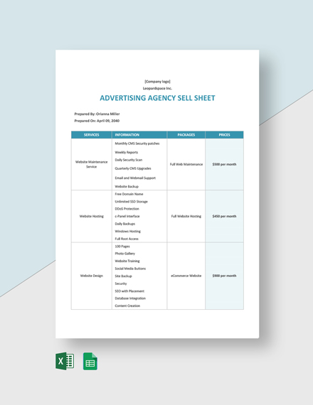 Advertising Agency Sell Sheet