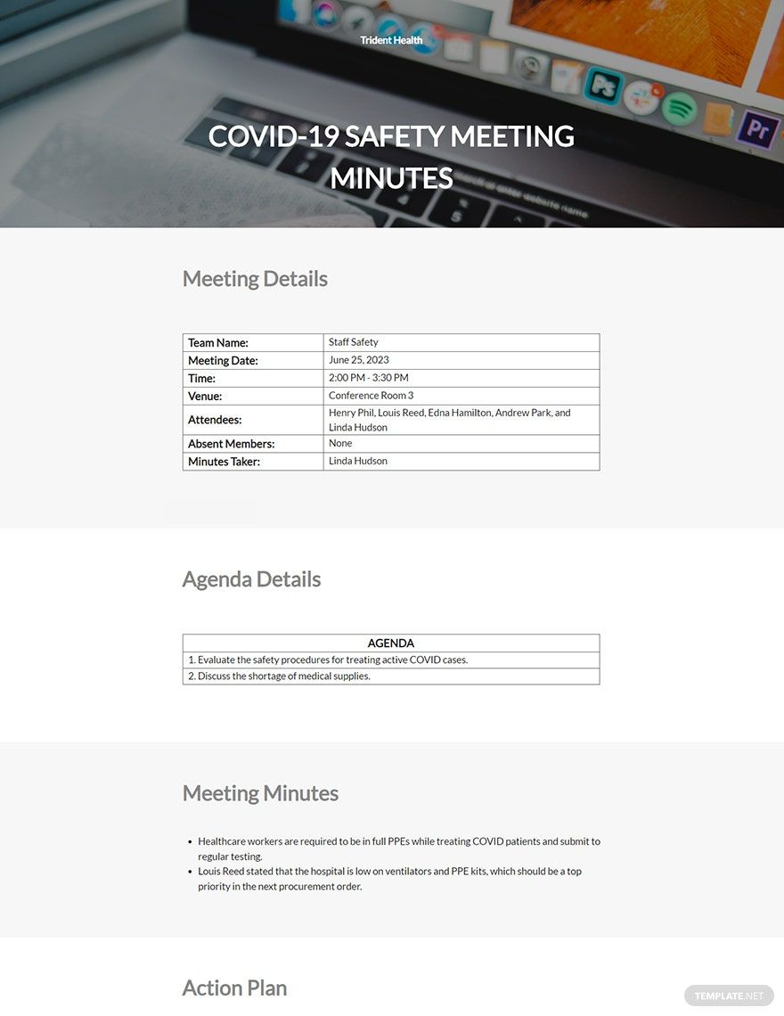 covid 19 safety meeting minutes Template