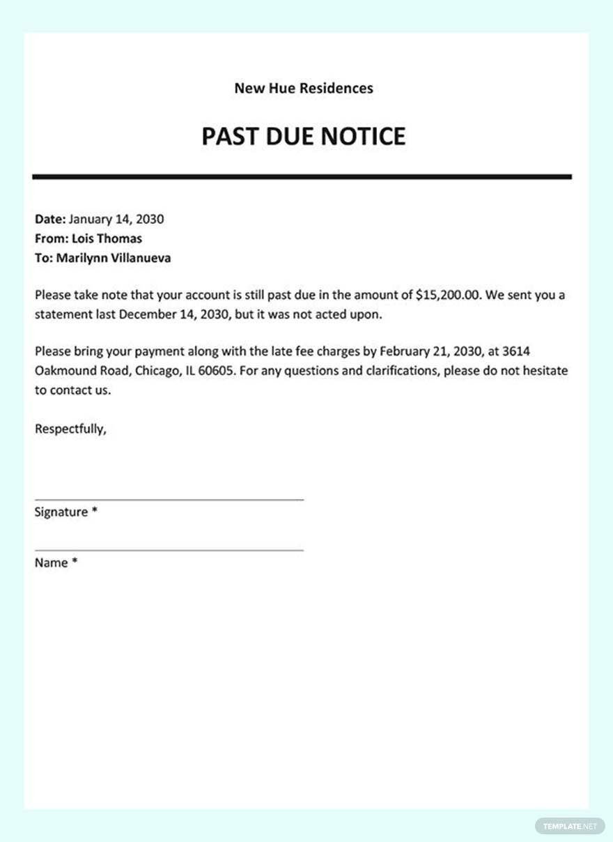 Past Due Notice Template
