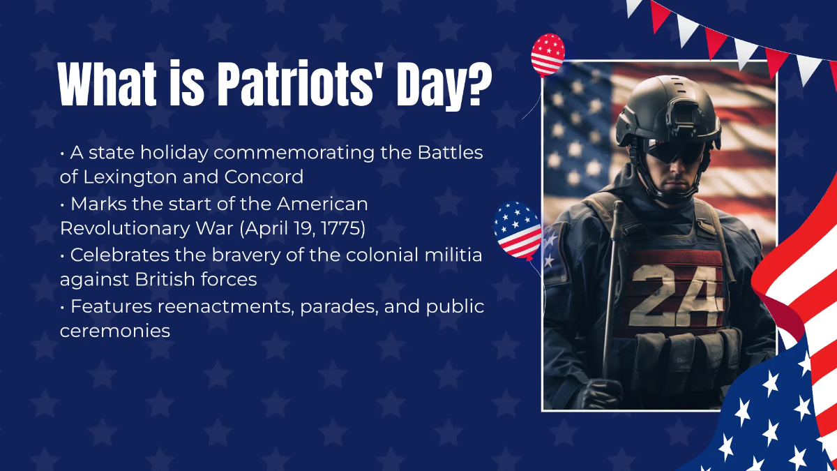 Free Patriots' Day Presentation Template to Edit Online