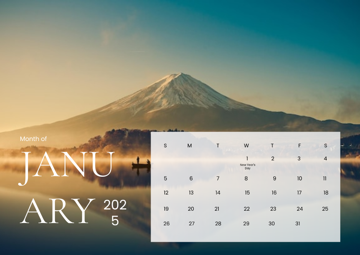 Free January 2025 Calendar with Background Template to Edit Online