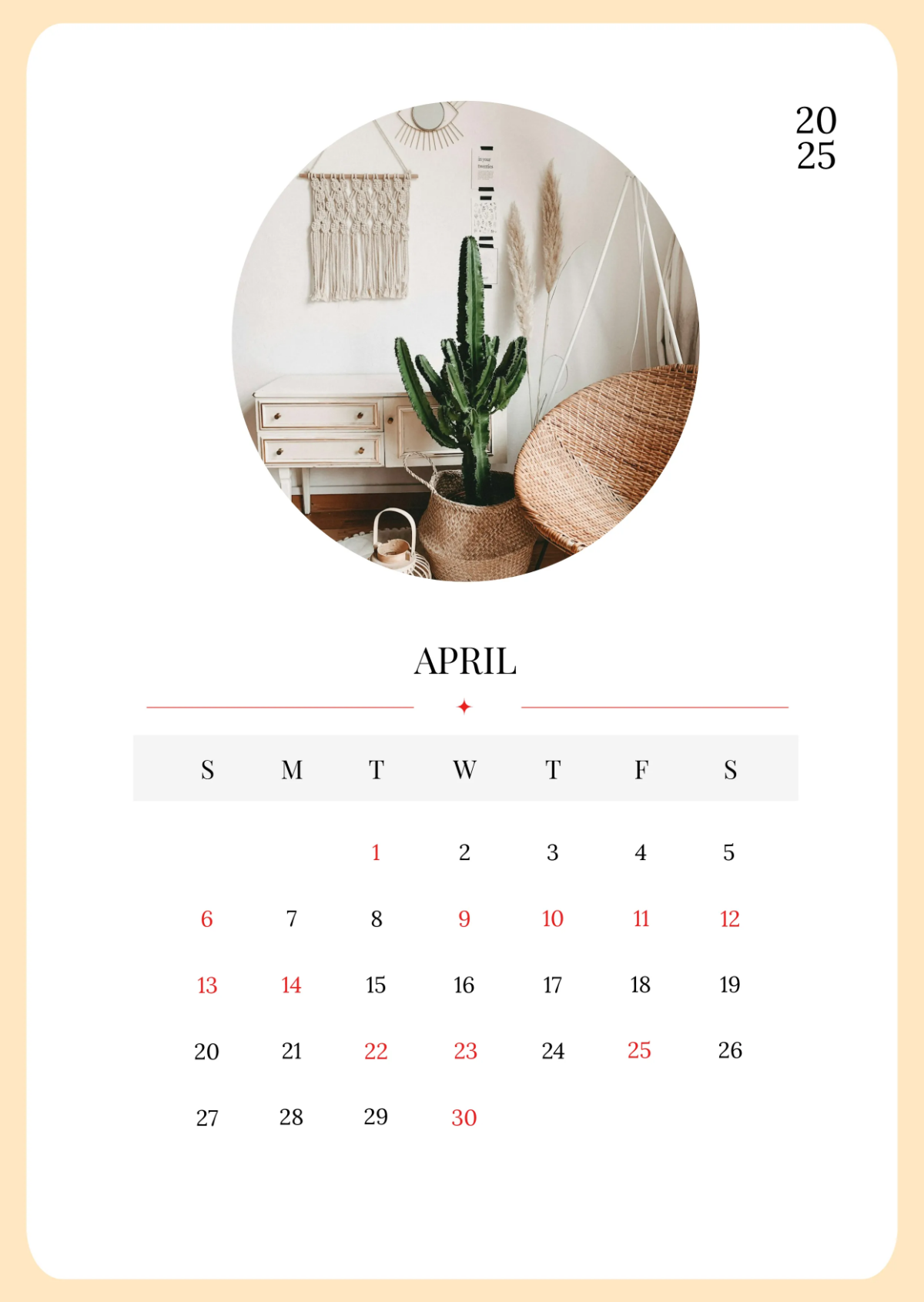 Free April 2025 Calendar Template to Edit Online