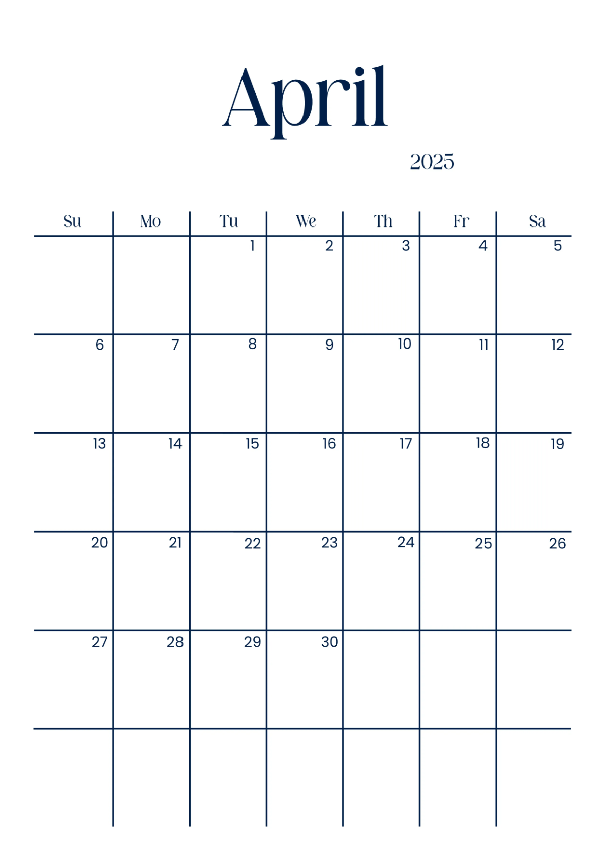 Free April 2025 Calendar with Image Template to Edit Online