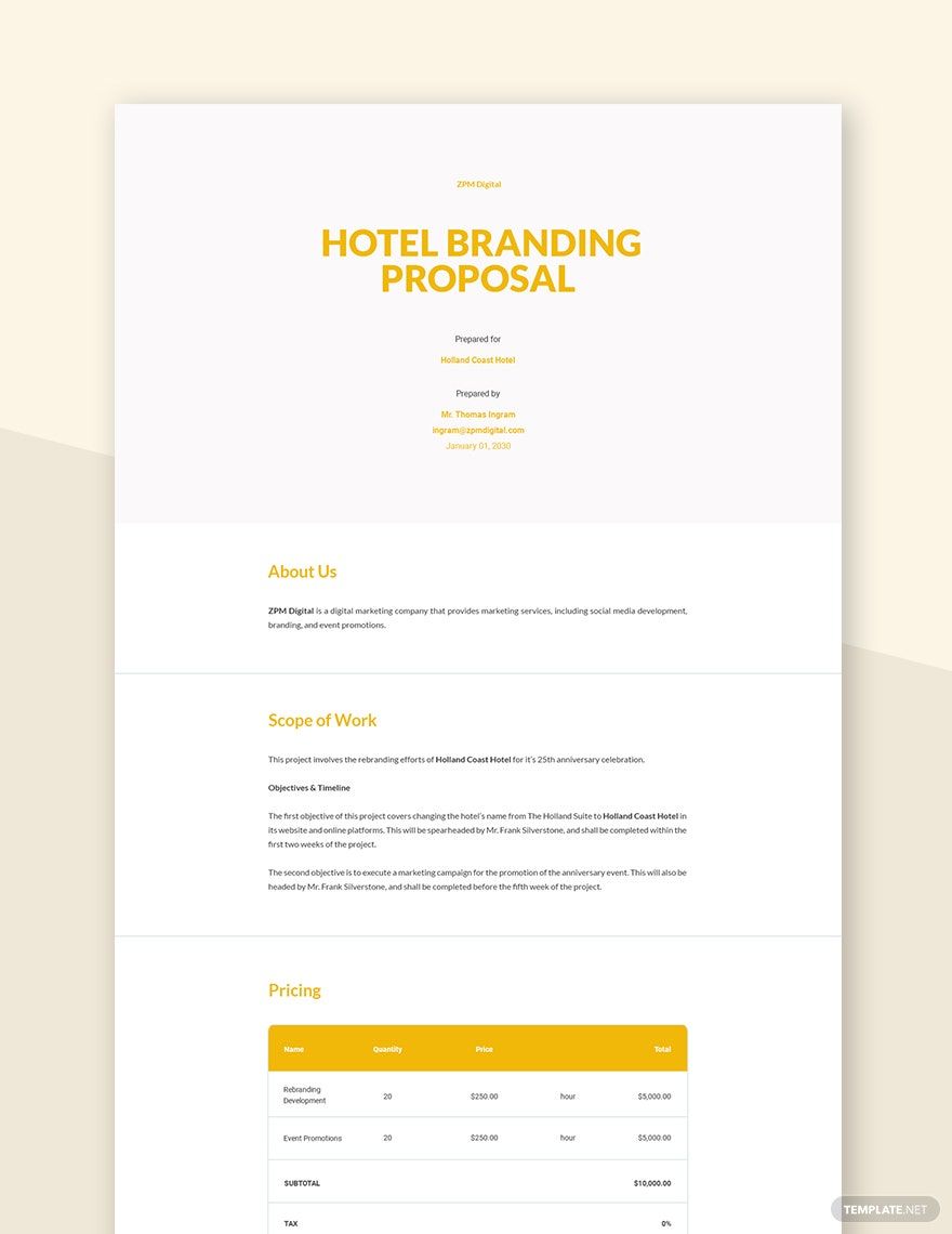 Hotel Branding Proposal Template