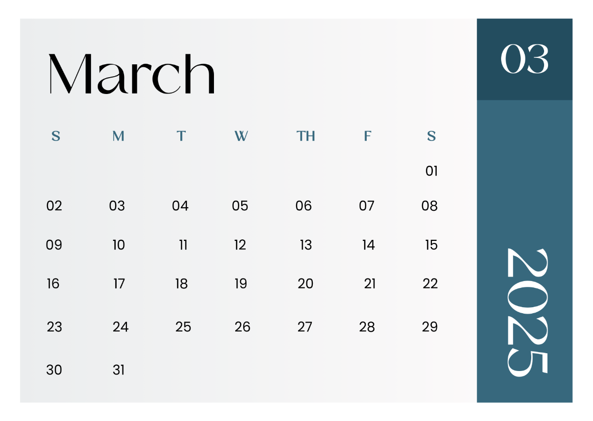 Free March 2025 Calendar Template to Edit Online