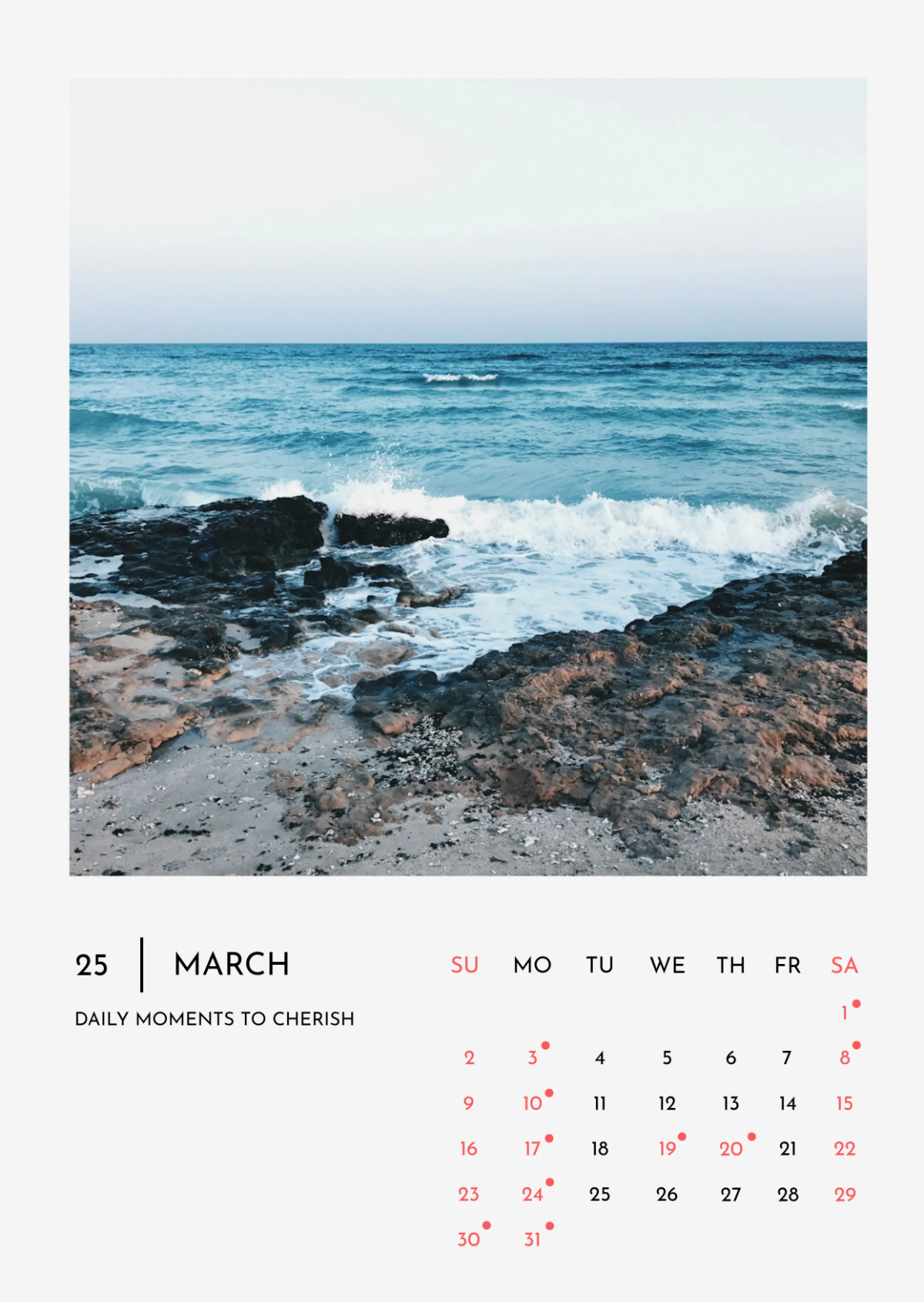 March 2025 Calendar with Image Template