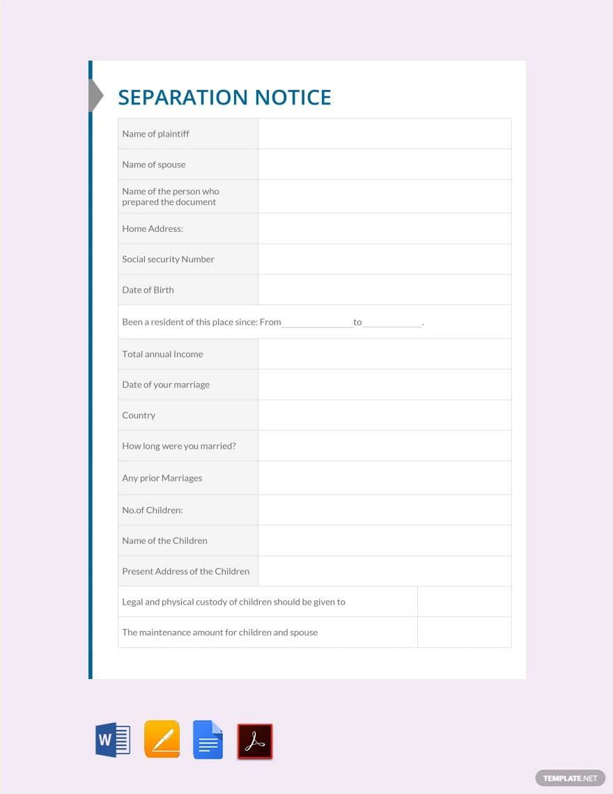 Editable Separation Notice Template