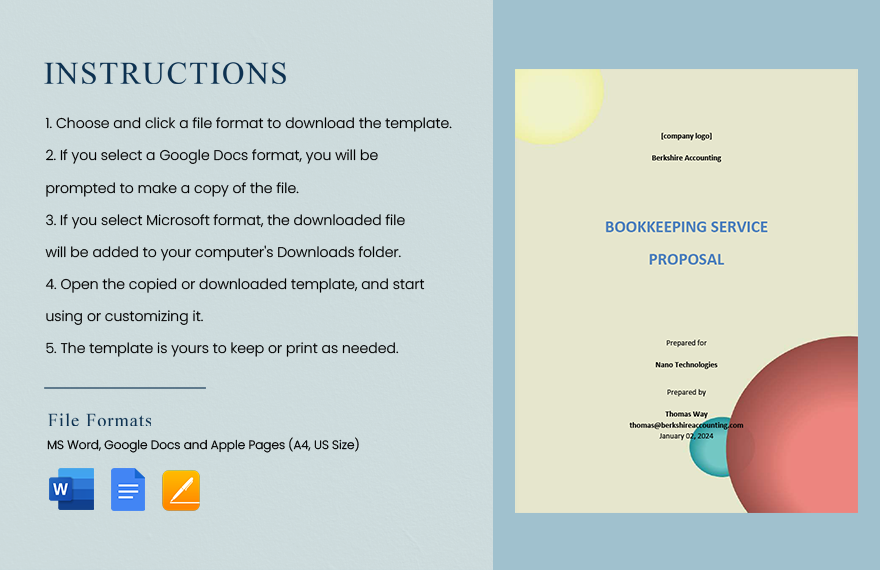 Simple Bookkeeping Proposal Template
