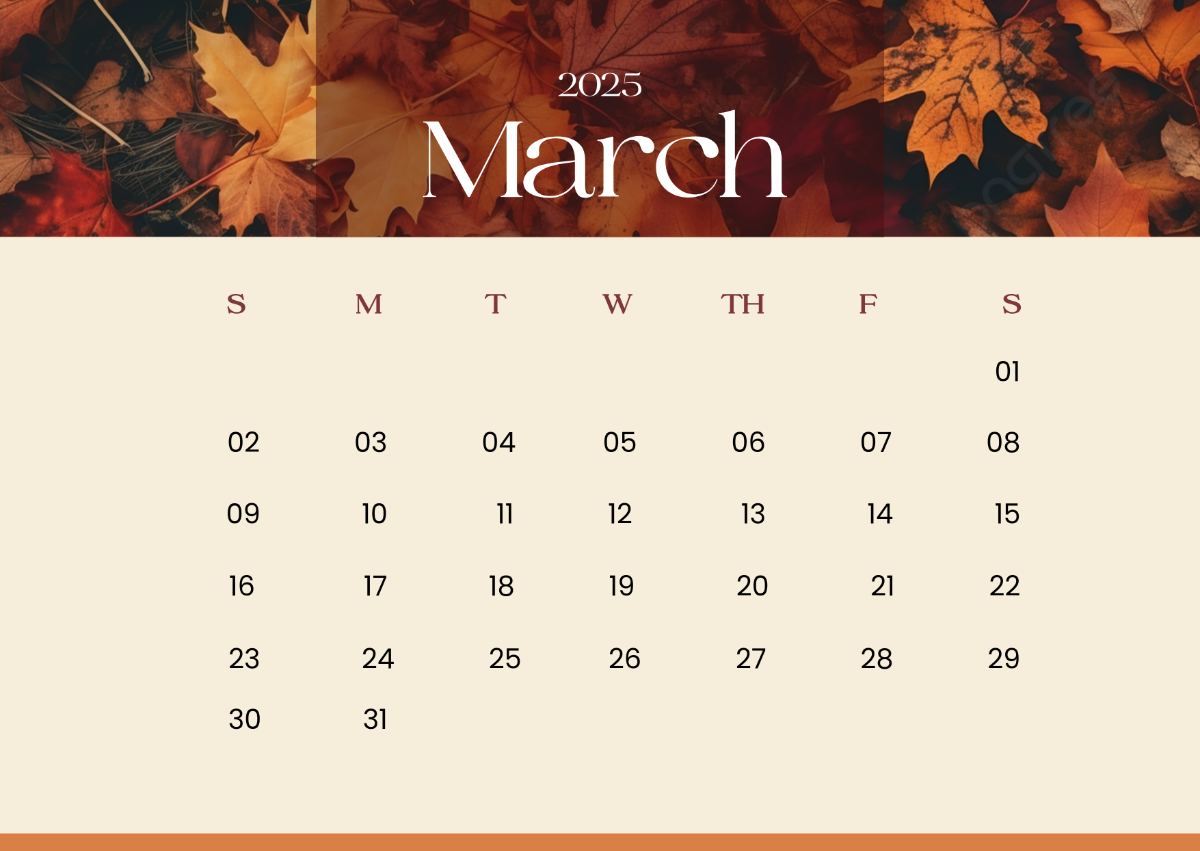 Free March 2025 Horizontal Calendar Template to Edit Online