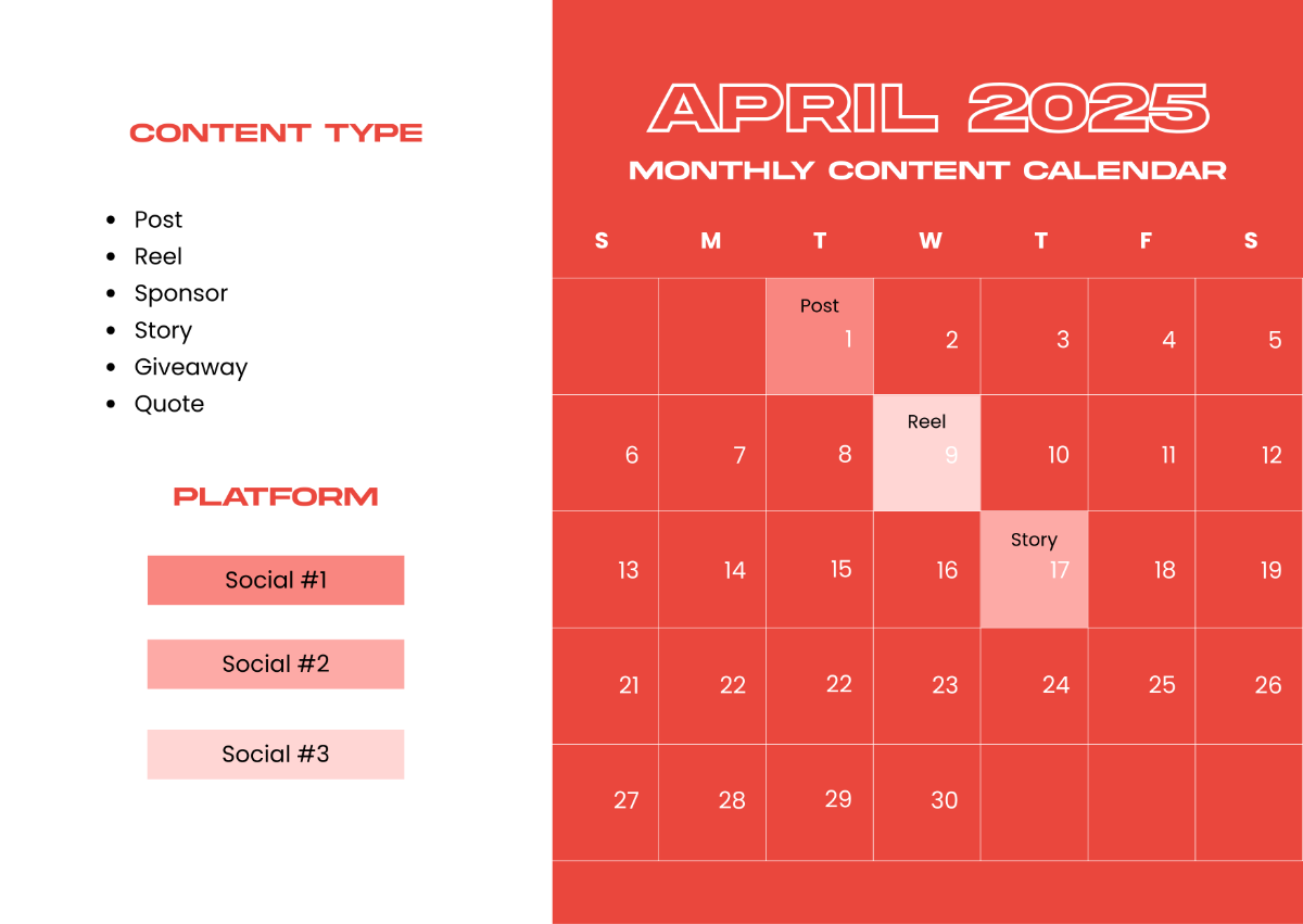 Free April 2025 Content Calendar Template to Edit Online