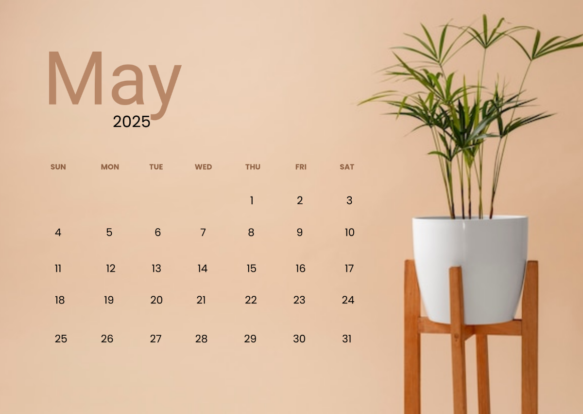 Free May 2025 Calendar with Background Template to Edit Online