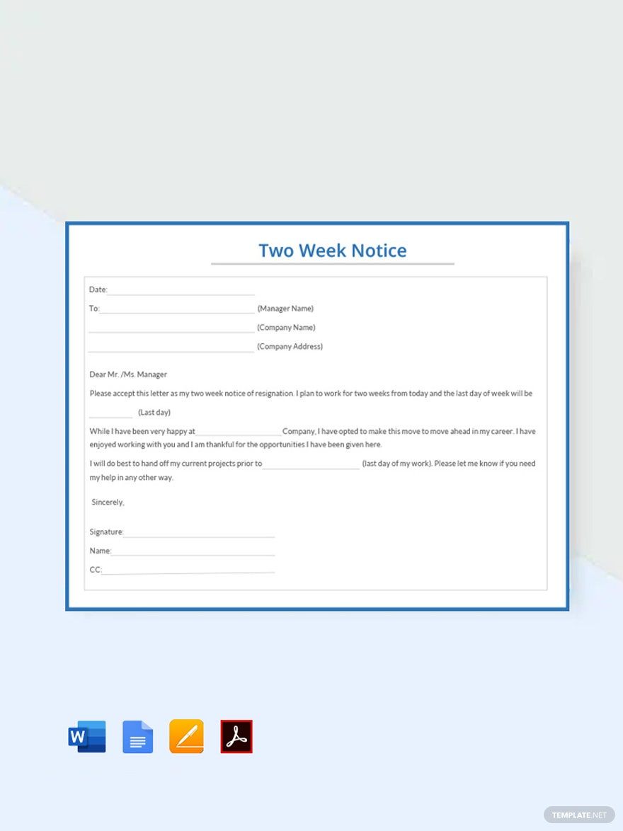 Two Week Notice Template