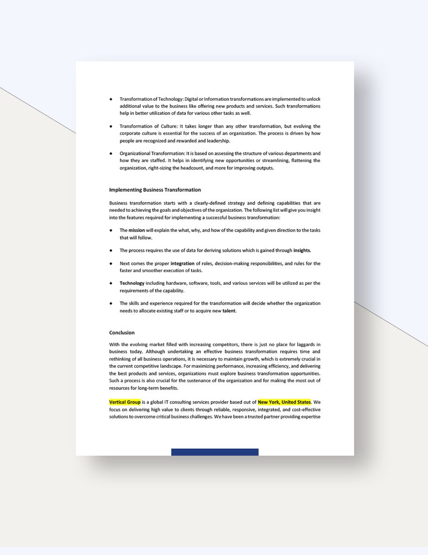 Business Transformation White Paper Template