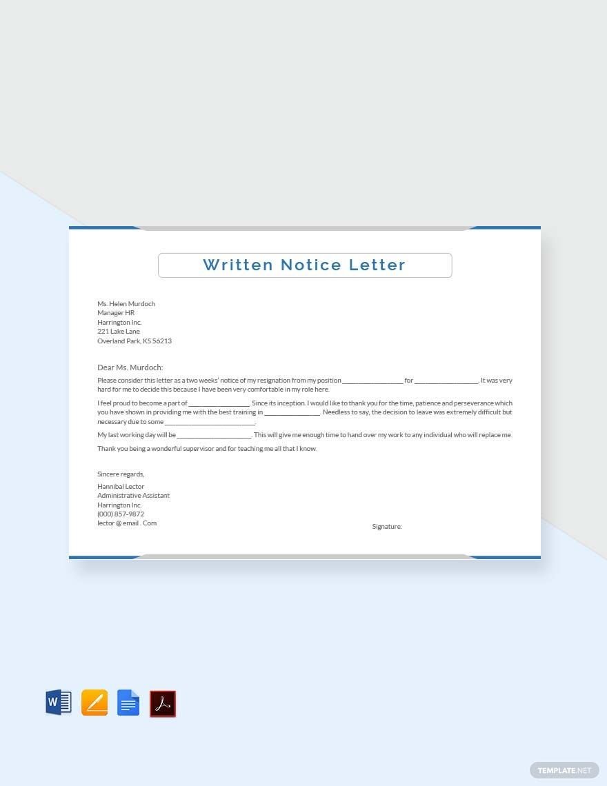 Written Notice Letter Template
