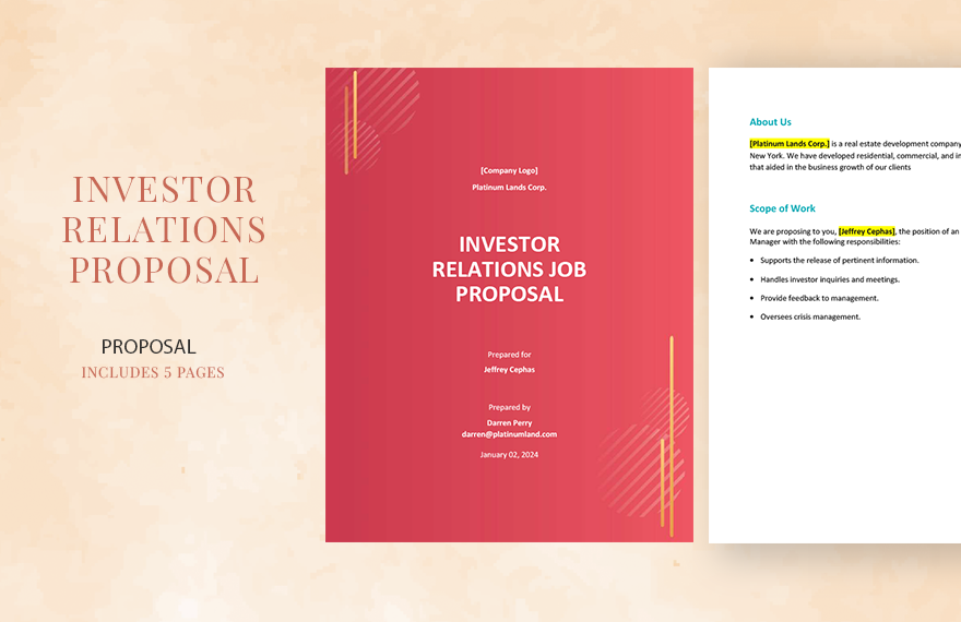 Investor Relations Proposal Template