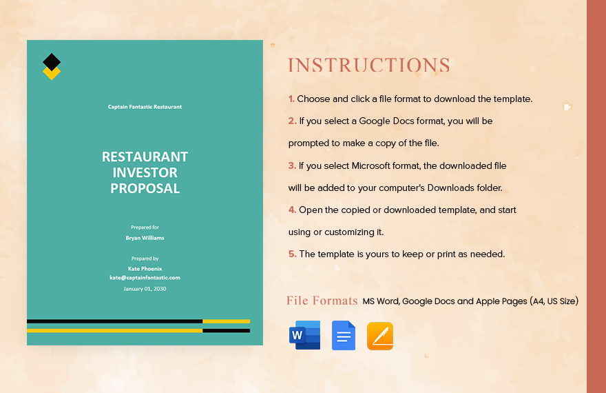 Restaurant Investor Proposal Template