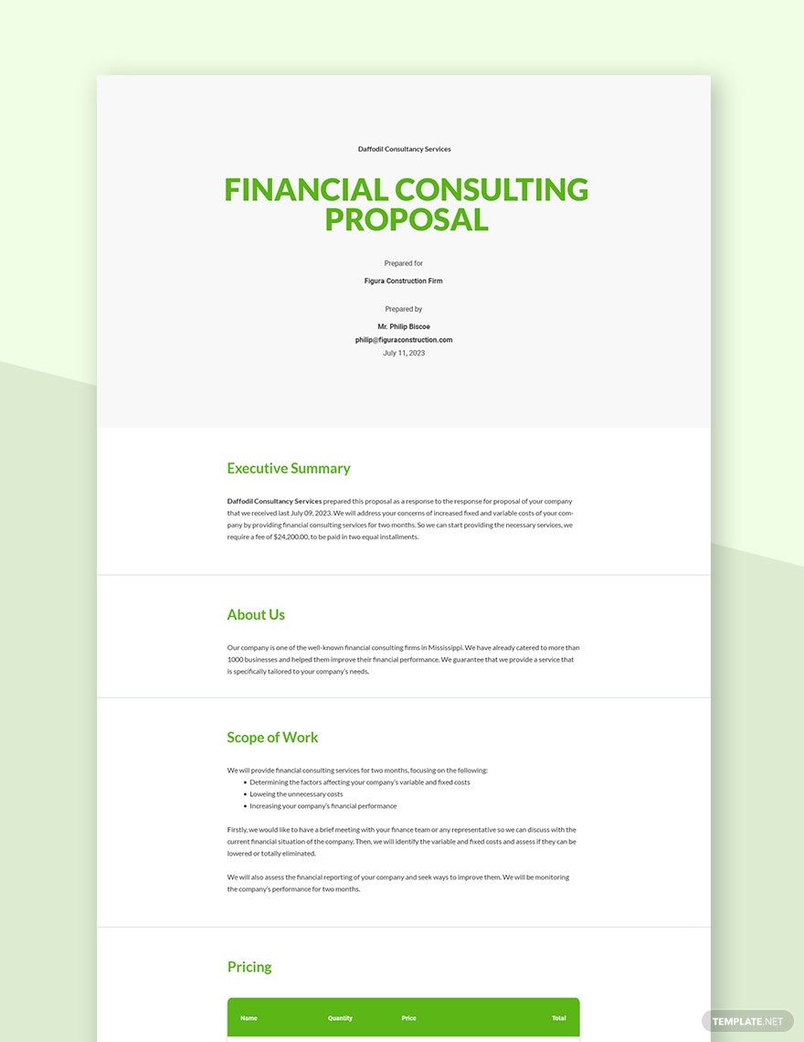 Consulting Proposal Template Google Docs