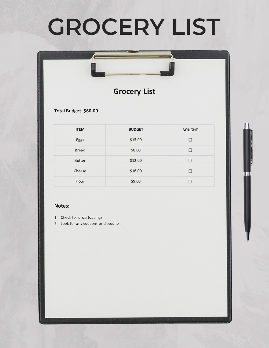 Grocery List Template Download in Word, Google Docs