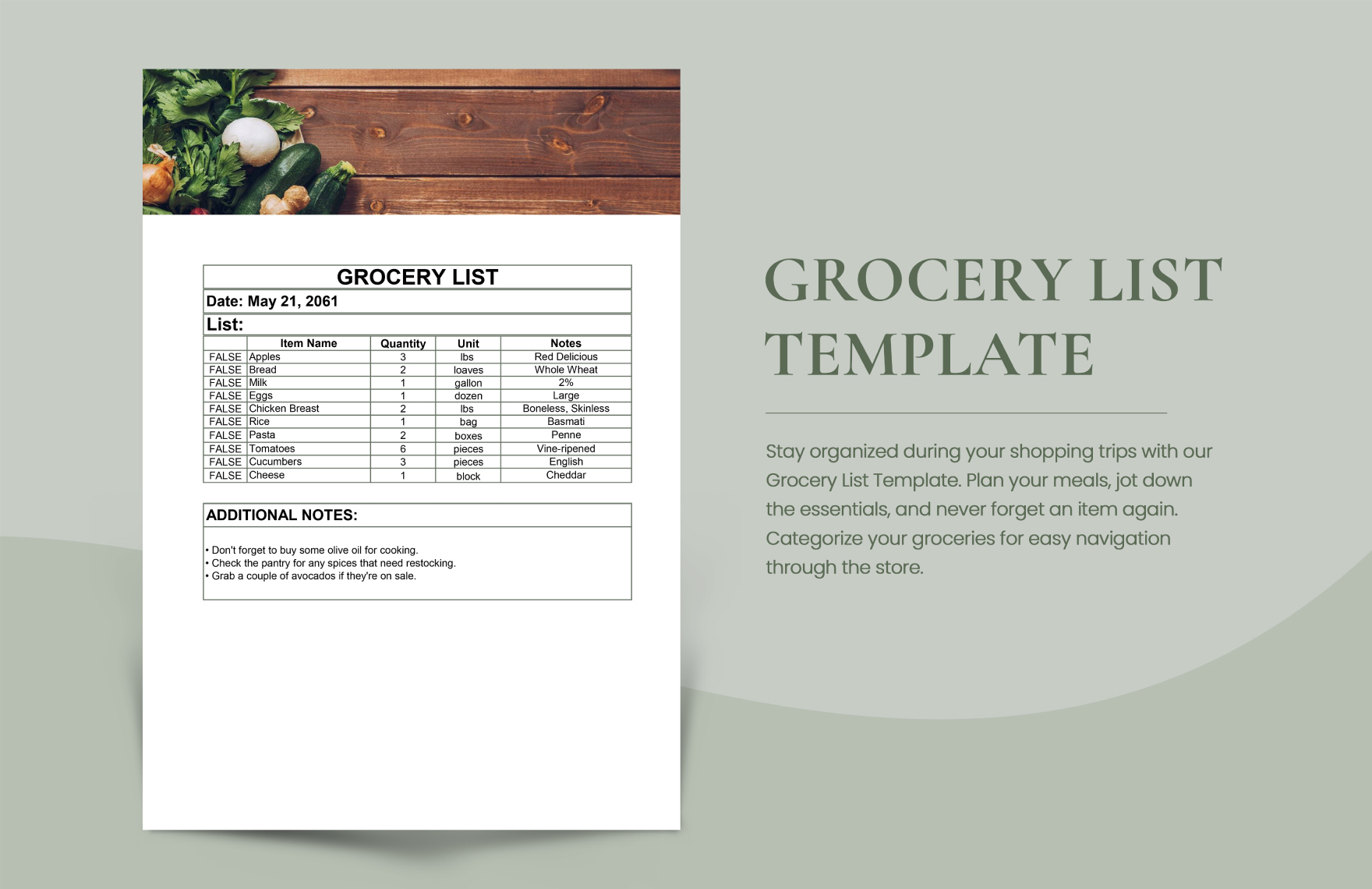 Grocery List Template in Word, Google Docs, Excel, PDF, Google Sheets