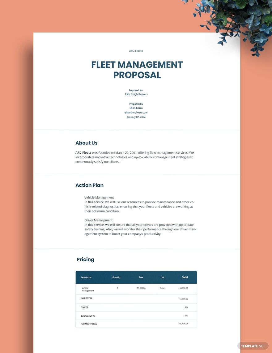 business plan for fleet management