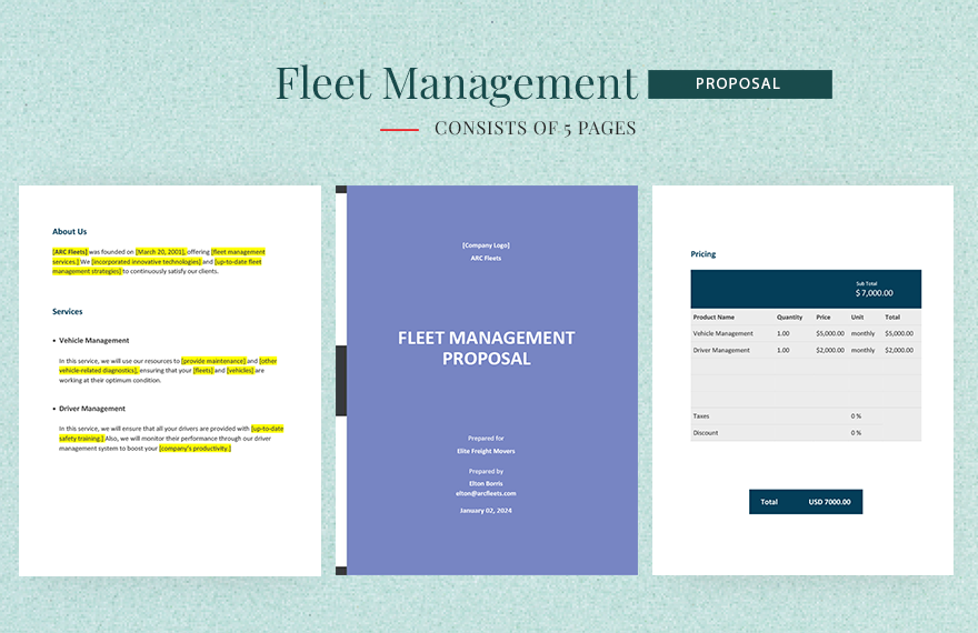 Fleet Management Proposal Template