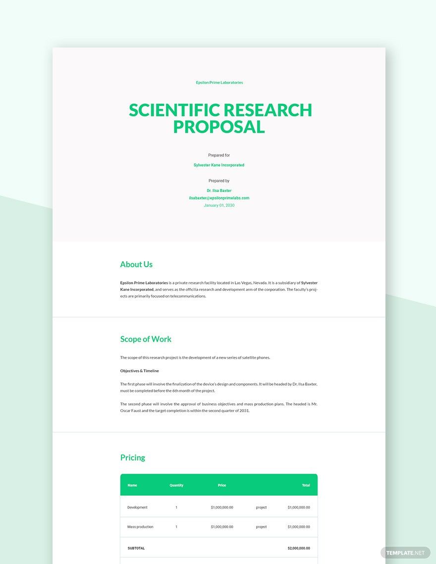 Scientific Research Proposal Template