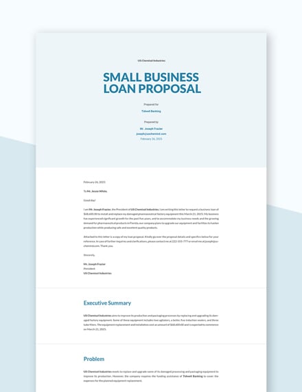 Small Business Loan Proposal Template Google Docs Word Apple Pages