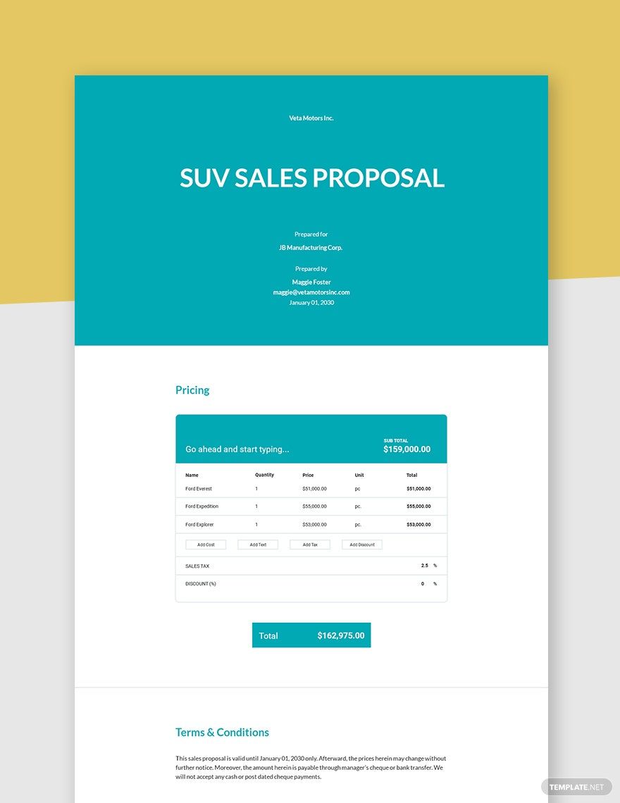One Page Sales Proposal Template