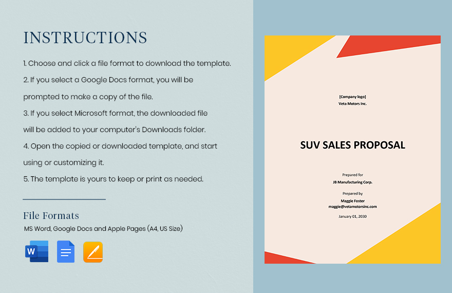 One Page Sales Proposal Template