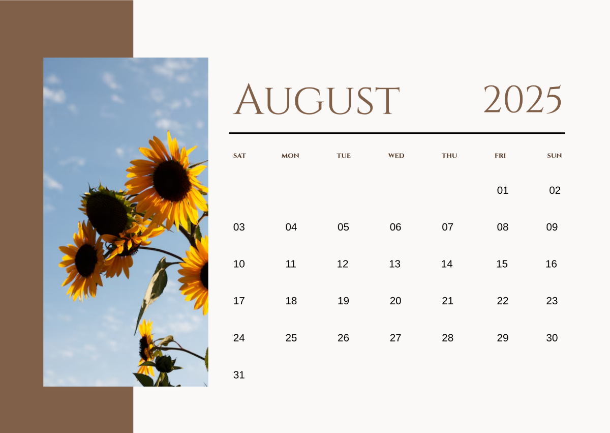 Free August 2025 Calendar with Image Template to Edit Online