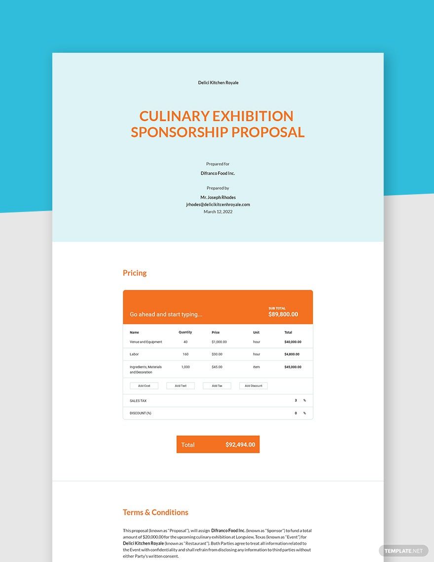 Free One Page Sponsorship Proposal Template