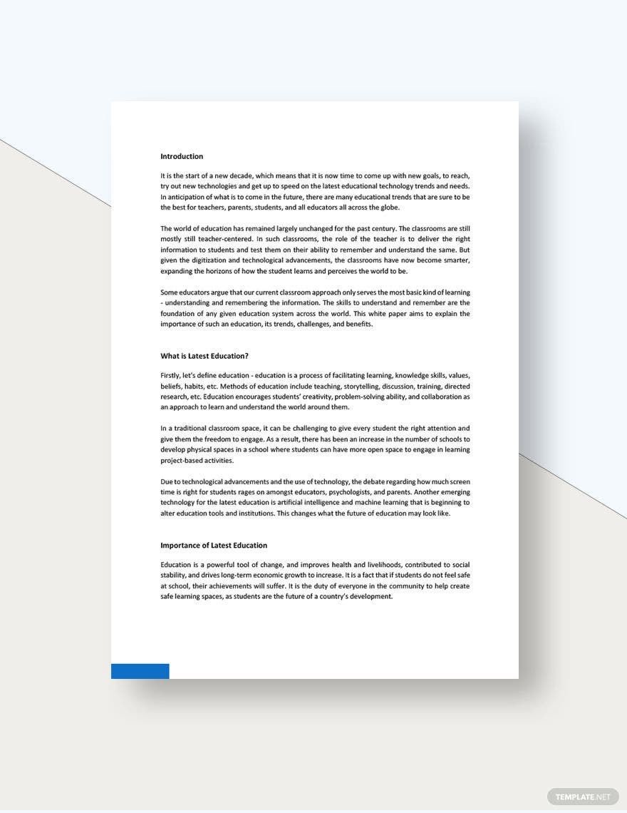 Latest Education White Paper Template
