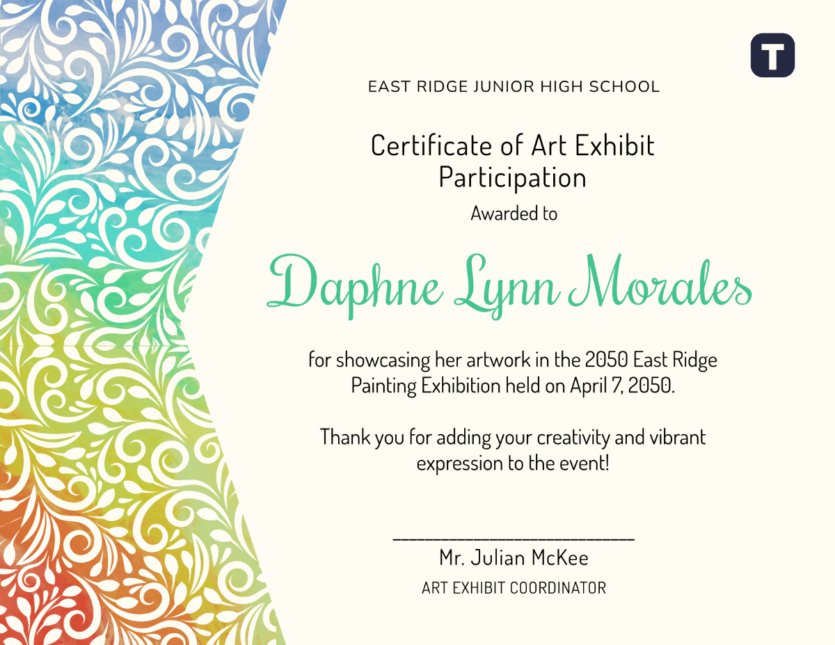 Free Painting Exhibition Certificate Design Template to Edit Online