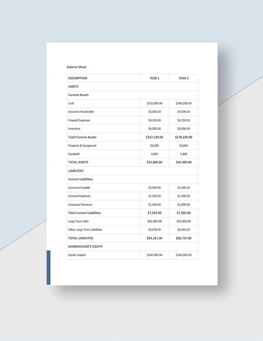 Financial Statement for Advertising Agency Template