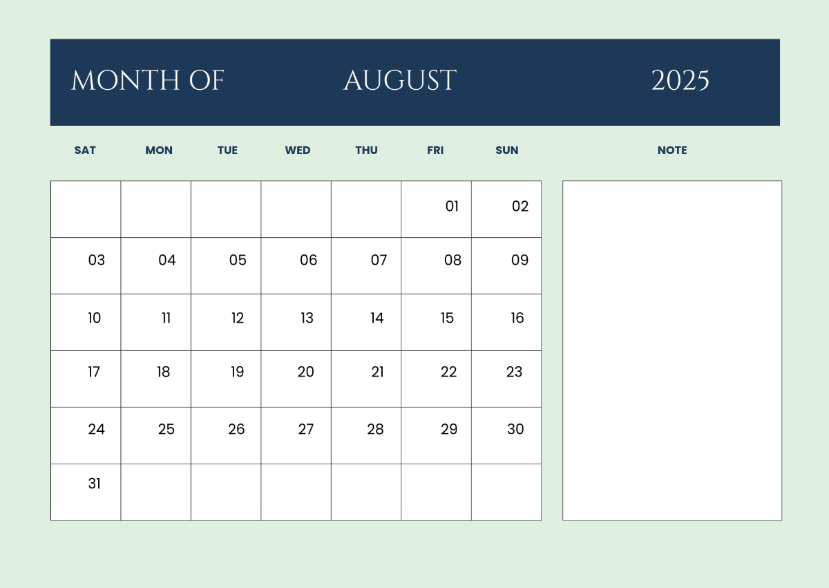 Free August 2025 Desk Calendar Template to Edit Online